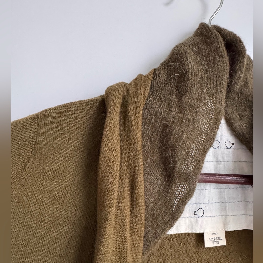 Anthropologie Moss Green Wool Alpaca Blend Cardigan XS small goblincore texture - Picture 2 of 10